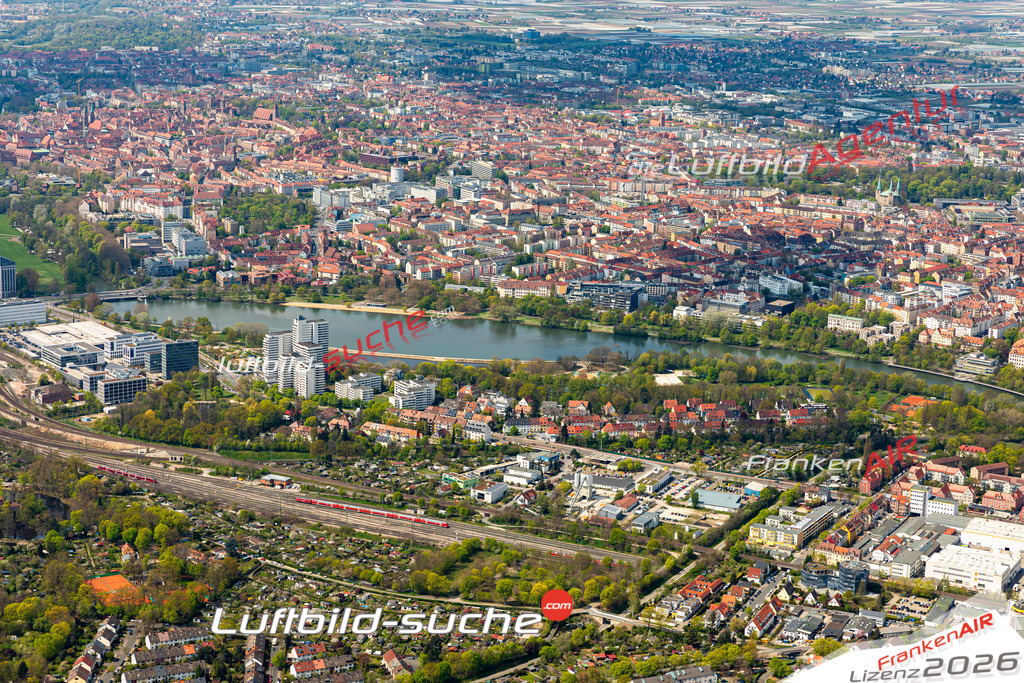 Das Luftbild zeigt Mögeldorf Whördersee Nürnberg - Die Luftaufnahme wurde 2023 vom UL-Flugzeug aus erstellt ( keine Drohne ) - Hochauflösende Luftaufnahme - Für grossformatige Ausdrucke geeignet. Die Geschenkidee !Mit Lizenz und Bildrechte bestellbar