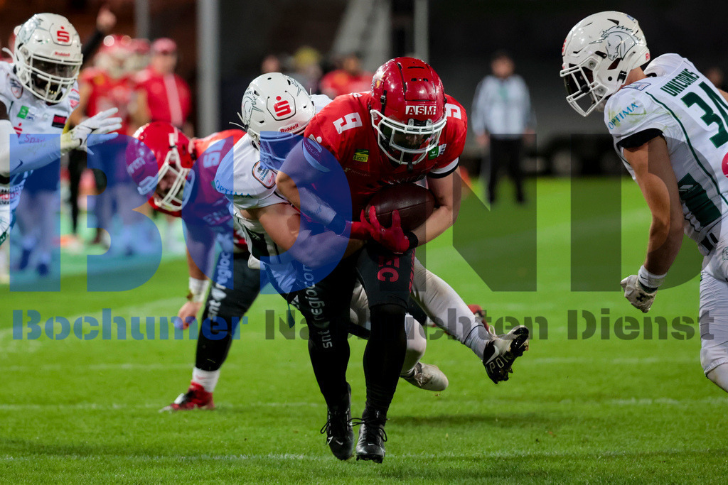  14.10.2023 - 
 | Sebastian Sendlak / Bochumer Nachrichtendienst (BOND) - GFL-Bowl 2023: Schwaebisch Hall Unicorns vs. Potsdam Royals - Realisiert mit Pictrs.com