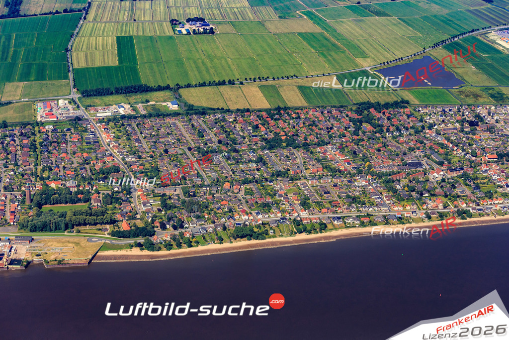 aktuelles Luftbild von  Kirchhammelwarden - Luftaufnahme wurde 2018 von https://frankenair.de mittels Flugzeug (keine Drohne) erstellt.