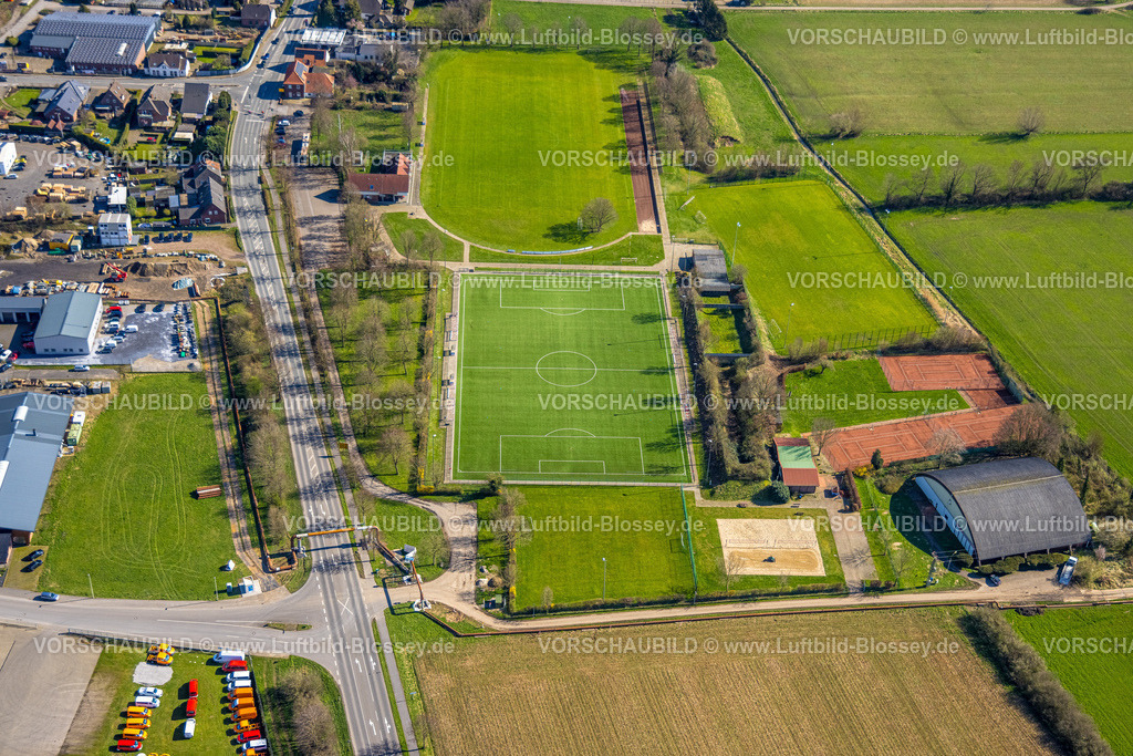 Rees240312300Haldern | Luftbild, Lindenstadion Fußballstadion und Tennisplätze mit Tennishalle, Sportverein SV Haldern 1920 e.V., Haldern, Rees, Nordrhein-Westfalen, Deutschland