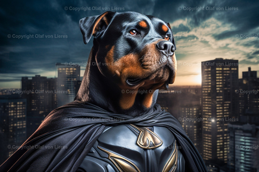 Rottweiler als Superheld | Rottweiler als Batman