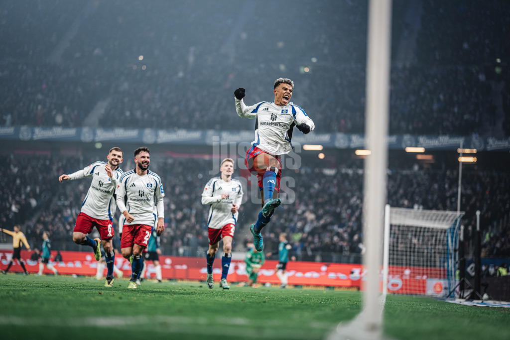 Fußball | Männer | Saison 2024/2025 | 2. Fußball-Bundesliga | 18. Spieltag | Hamburger SV vs. 1. FC Köln | 18.01.2025 | Torjubel Ransford Königsdörffer (#11, HSV)