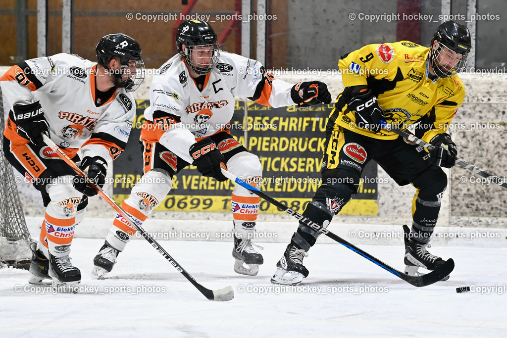 EC Spittal Hornets vs. USC Piraten Velden 7.2.2024 | #91 Bergmann Jonathan, #76 Holzer Nikolaus, #9 Essmann Kevin
