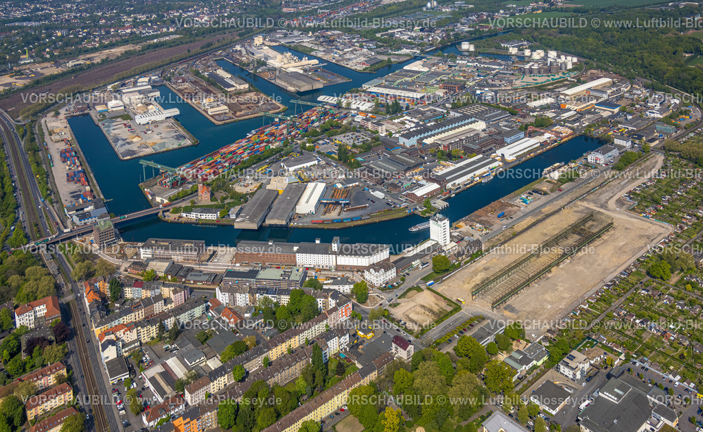 Dortmund220500754DortmunderHafen | Luftbild vom Dortmunder Hafen mit Speicherstraße und Kanalstraße, e-port-dortmund, Dortmund-Ems-Kanal, Containerhafen,  Hafen, Dortmund, Ruhrgebiet, Nordrhein-Westfalen, Deutschland 