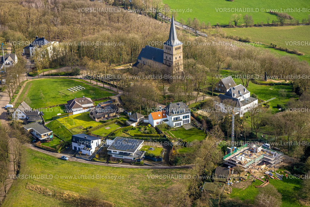 Emmerich240313553 | Luftbild, Wohngebiet und katholische Kirche St. Vitus, Hochelten, Emmerich am Rhein, Nordrhein-Westfalen, Deutschland