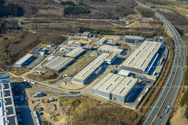 Olpe250307835Mitte | Luftbild, Gewerbegebiet Nicolaus-Otto-Straße, an der Autobahn A45, Olpe-Stadt, Olpe, Sauerland, Nordrhein-Westfalen, Deutschland