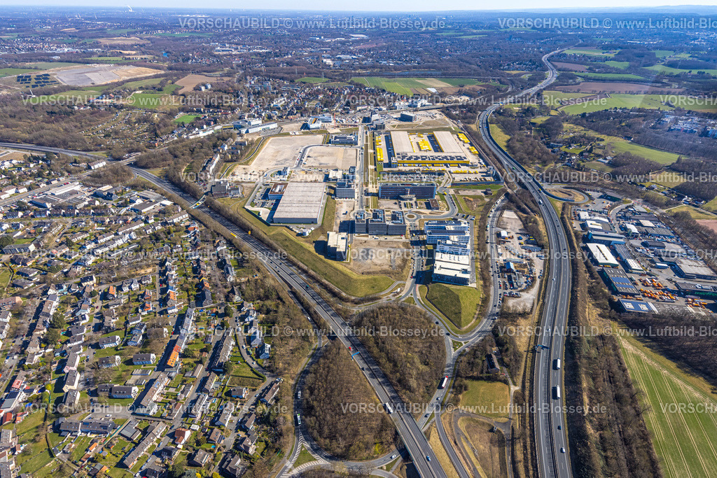 Bochum250301349 | Luftbild, O-Werk, Mark 51/7 Baustelle und Neubau Wissenschafts- und Technologiequartier, ehem. Opel Gelände, Laer, Bochum, Ruhrgebiet, Nordrhein-Westfalen, Deutschland