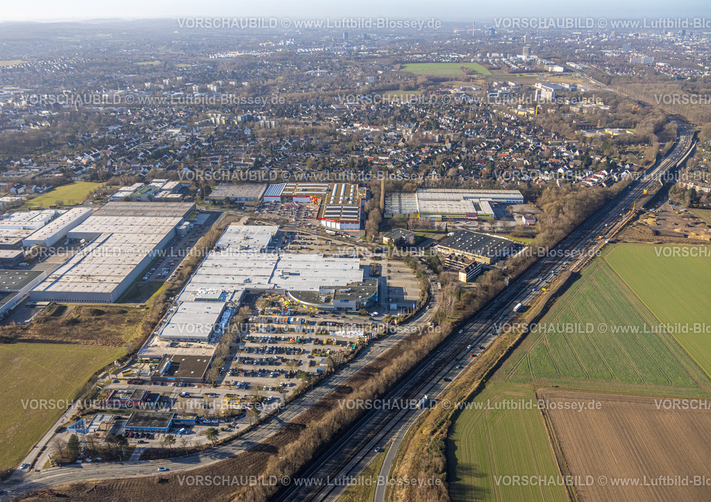 Dortmund240100651 | Luftbild, Gewerbegebiet Schleefstraße Aplerbeck, Westfalendamm Verkehrssituation, Aplerbeck, Dortmund, Ruhrgebiet, Nordrhein-Westfalen, Deutschland