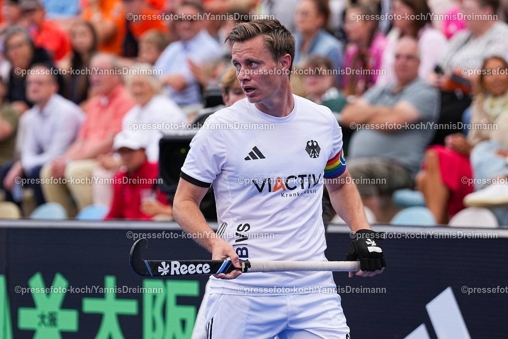 xydrx16082503029 | 16.08.2025, xydrx, Herren EuroHockey Championship 2025, Finale, Niederlande - Deutschland, Sparkassenpark Mönchengladbach: Mats Grambusch (GER #3)