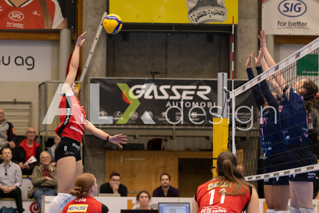 Volleyball I Frauen I Saison 2025-2026 I Volleyball NLA | Women I 1/2 Finals I  VC Kanti Schaffhausen - Sm'Aesch Pfeffingen I 07.03.2026 | 8 Lina-Marie Lieb (DE) (VC Kanti Schaffhausen) – Aussen - Realisiert mit Pictrs.com