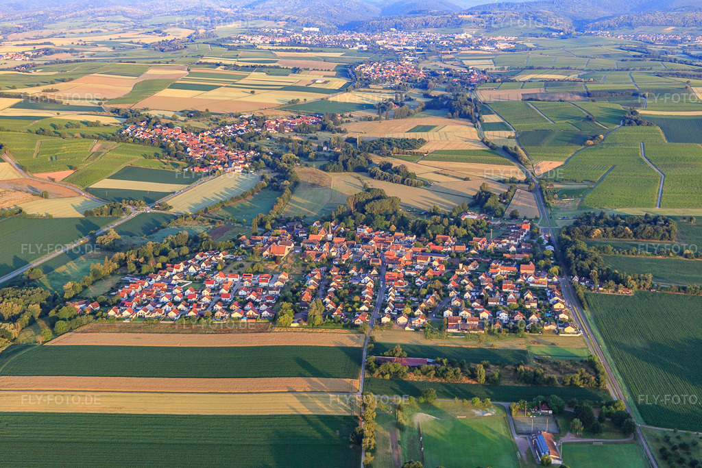 Luftbild: Dorfansicht aus Osten in Barbelroth im Bundesland Rheinland-Pfalz in Deutschland. Foto: IMG_148392.jpg vom 18.06.2025 durch Werner Riehm/FLY-FOTO.de