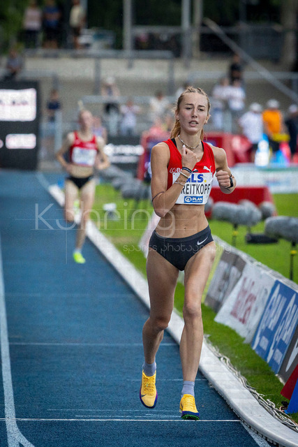 Deutsche Leichtathletik-Meisterschaften; Bochum-Wattenscheid, 25.07.2026 | 5000m der Frauen mit VFrieda Breitkopf (LG Brillux Münster); Deutsche Leichtathletik-Meisterschaften am 25.07.2026 im Lorheide-Stadion, Bochum-Wattenscheid (Nordrhein-Westfalen).
