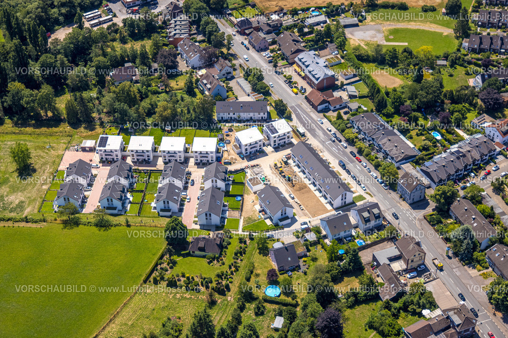 Muelheim230704483 | Luftbild, Baustelle Neubau Wohnsiedlung auf altem Rumbaum Gelände an der Kölner Straße in Selbeck, Saarn - Süd, Mülheim an der Ruhr, Ruhrgebiet, Nordrhein-Westfalen, Deutschland