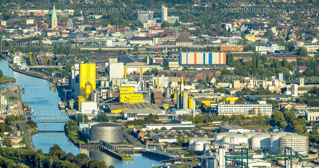 Hamm250904594 | Luftbild, Hafen mit Voestalpine Boeler und Blick zur City mit evang. Pauluskirche, Stadtbezirk Herringen, Hamm, Ruhrgebiet, Nordrhein-Westfalen, Deutschland