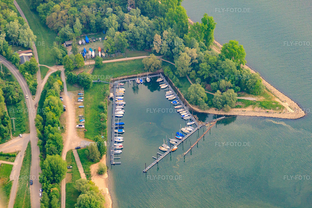 Luftbild: Bootsanleger der Segelgemeinschaft Waldsee e.V. am Otterstädter Althrein in Waldsee im Bundesland Rheinland-Pfalz in Deutschland. Foto: IMG_40489.jpg vom 24.04.2011 durch Werner Riehm/FLY-FOTO.deSegelgemeinschaft Waldsee e.V. - Segelgemeinschaft Waldsee e.V