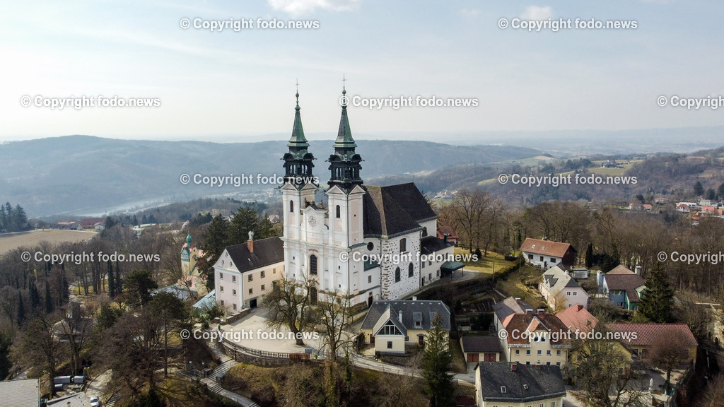 Poestlingberg Linz_ Drohne_ 09.03.2021-9 | 09.03.2021, Pöstlingberg, AUT, Pöstlingberg, Pöstlingbergkirche, Wallfahrtsbasilika, Wahrzeichen, Linz, im Bild Poestlingbergkirche, Pöstlingbergkirche, Wallfahrtsbasilika, Wahrzeichen, Drohne, Kirche, Gebäude