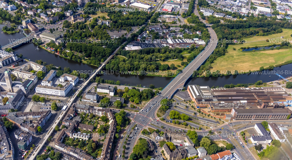 Muelheim220802241 | Luftbild, Ruhrbania Baufläche zwischen Ruhrstraße und Friedrich-Ebert-Straße, Altstadt II, Mülheim an der Ruhr, Ruhrgebiet, Nordrhein-Westfalen, Deutschland