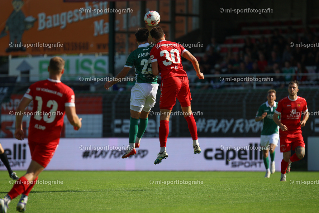 Fußball I Herren I Saison 2025/2026 I Regionalliga Nord I 10. Spieltag I VfB Lübeck - FSV Schöningen | Kopfballduell zwischen Dardan Karimani (23, VfB Lübeck) und Daniel Reiche (30, FSV Schöningen) - Realisiert mit Pictrs.com