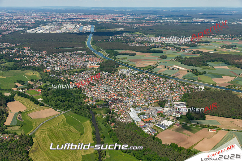 Aktuelles Luftbild von Katzwang Nürnberg - Die Luftaufnahme wurde 2020 mittels UL-Flugzeug erstellt ( keine Drohne ) - hochauflösende Kamera-Systeme von  Canon -Beste Qualität - Für grossformatige Ausdrucke geeignet. Die Geschenkidee !