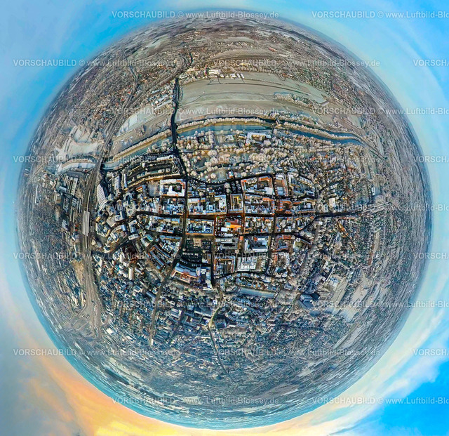 Hamm221290018Pauluskirche | Luftbild von Hamm im Schnee, City mit evang. Pauluskirche, Flugplatz Lippewiesen, fisheye, Fisheye Aufnahme, Fischaugen Aufnahme, 360 Grad Aufnahme, Uentrop, Hamm, Ruhrgebiet, Nordrhein-Westfalen, Deutschland