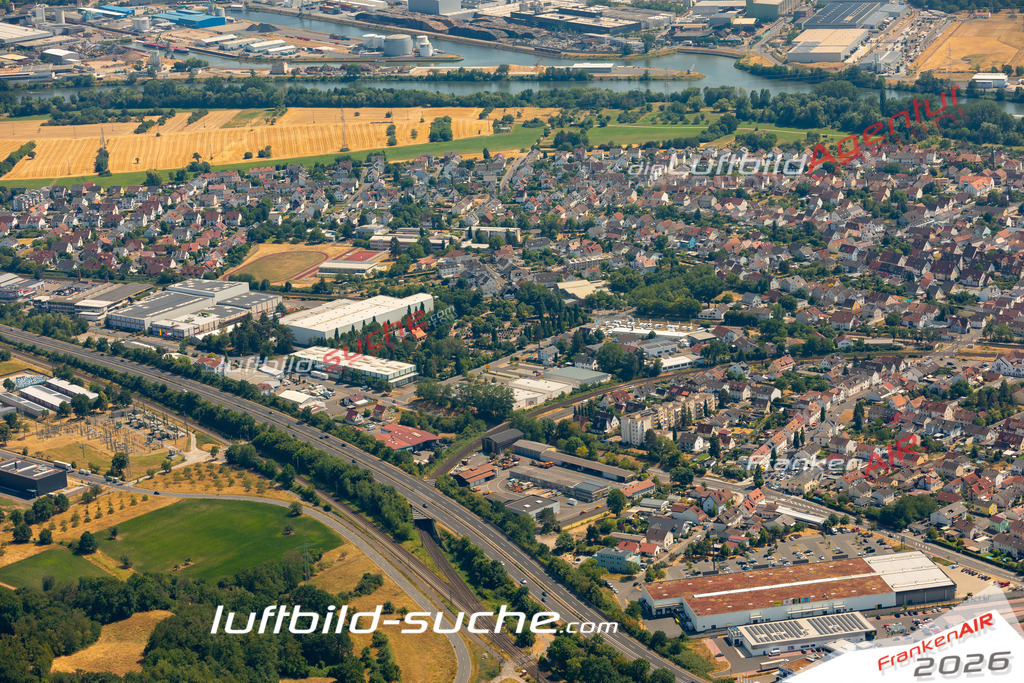 Das Luftbild zeigt :  Mainaschaff - Die Luftaufnahme wurde 2023 vom UL-Flugzeug aus erstellt ( keine Drohne ) - Hochauflösende Luftaufnahme - Für grossformatige Ausdrucke geeignet. Die Geschenkidee !Mit Lizenz und Bildrechte bestellbar