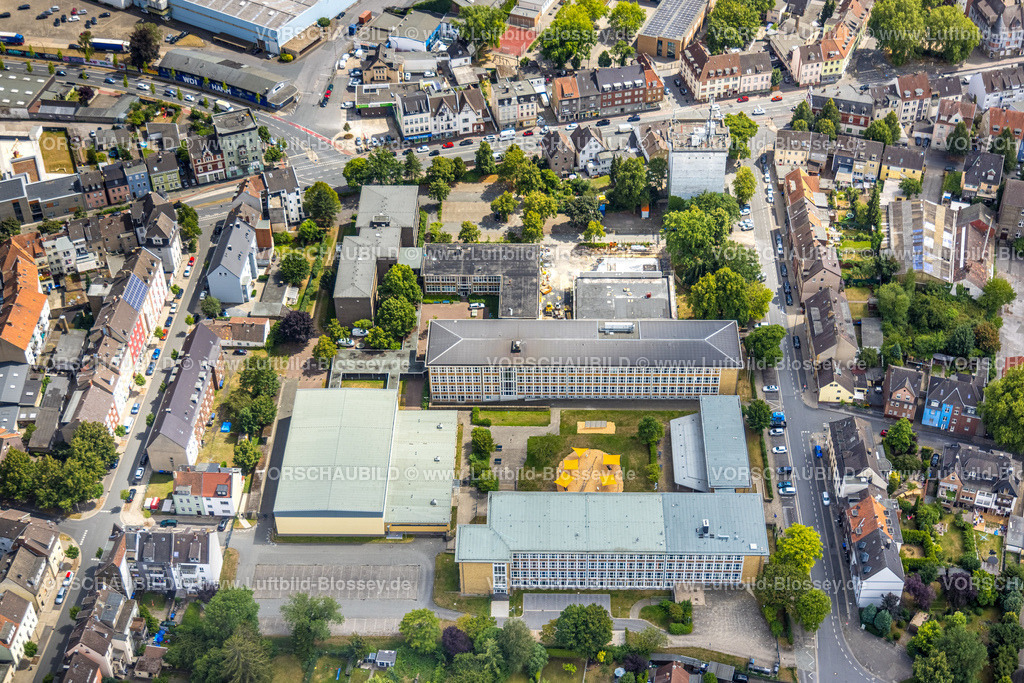 Hamm220707107 | Luftbild, Baustelle und Renovierung Friedrich-List-Berufskolleg Hamm sowie Eduard-Spranger-Berufskolleg und HochBunker Vorheider Weg in Mitte, Hamm, Ruhrgebiet, Nordrhein-Westfalen, Deutschland