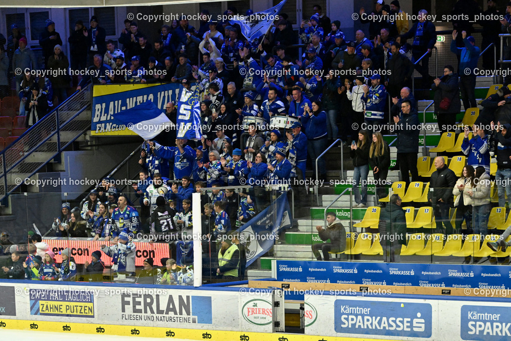 EC IDM Wärmepumpen VSV vs. Pioneers Vorarlberg | EC VSV Fans, Blauweiss Villach, Blue Devils Villach, EC IDM Wärmepumpen VSV vs. Pioneers Vorarlberg, EC IDM Wärmepumpen VSV vs. Pioneers Vorarlberg am 14.12.2024 in Villach (Stadthalle Villach), Austria, (Photo by Bernd Stefan)