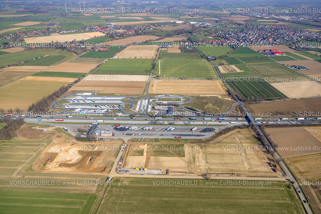 Werl220301101 | Luftbild, Autobahnraststätte Am Haarstrang an der Autobahn A44, Westbüderich, Werl, Soester Börde, Nordrhein-Westfalen, Deutschland