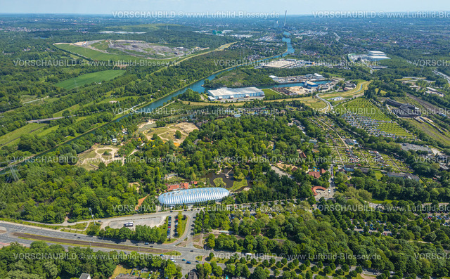 Gelsenkirchen230511268 | Luftbild, ZOOM Erlebniswelt Zoo, Eventhalle, Hafen Grimberg im Hintergrund, Bismarck, Gelsenkirchen, Ruhrgebiet, Nordrhein-Westfalen, Deutschland