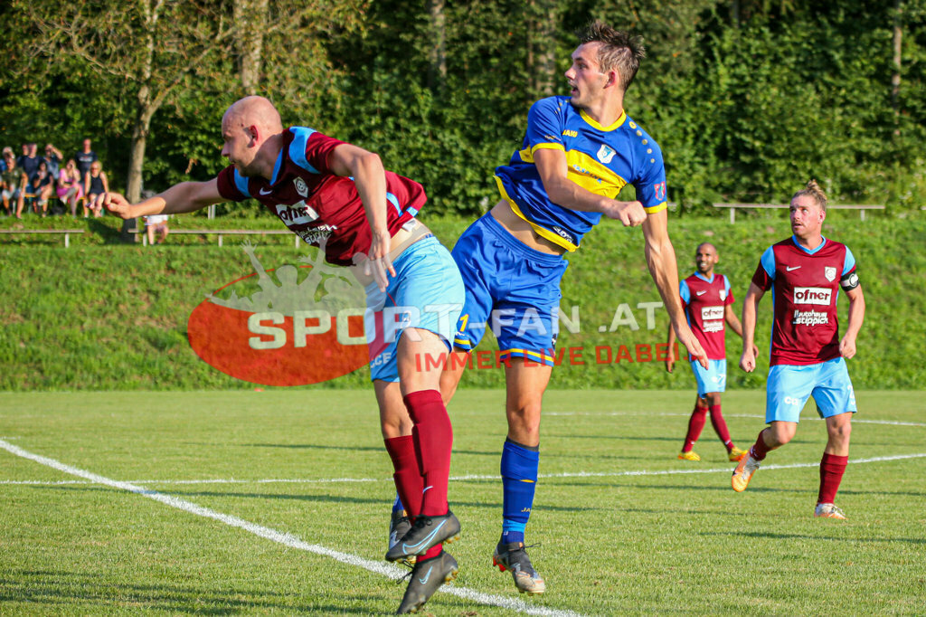 SK Maria Saal - DSG Ferlach 2-3, Unterliga Ost | Nenad Popovic (SK Maria Saal #8) Maximilian Melbinger (DSG Ferlach #11) Daniel Wernig (SK Maria Saal,K #23) Tyrone Mc Cargo (SK Maria Saal #8) SK Maria Saal - DSG Ferlach 2-3 am 22.08.2023 in Maria Saal
(Sportplatz), Austria, (Photo by Ernst Krawagner sport-fan.at) - Realisiert mit Pictrs.com