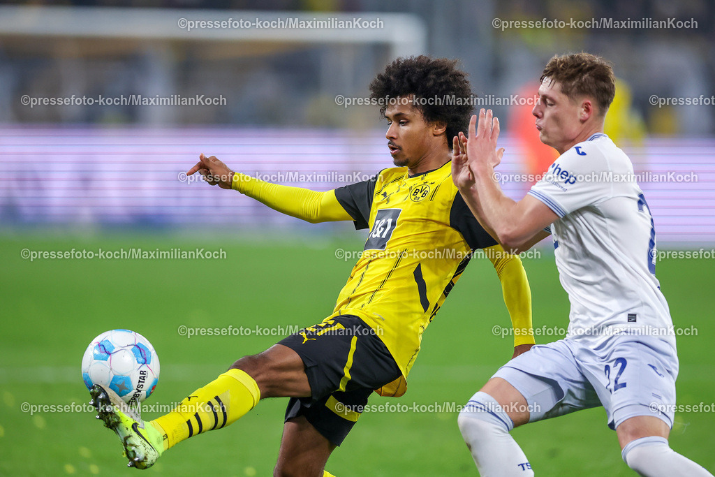 BVB15122402255 | 15.12.2024, Fußball, Borussia Dortmund - TSG 1899 Hoffenheim, 1. Fußball Bundesliga, 14. Spieltag, Signal Iduna Park, Saison 2024 2025: Karim Adeyemi (BVB #27)DFB regulations prohibit any use of photographs as image sequences and or quasi-video.