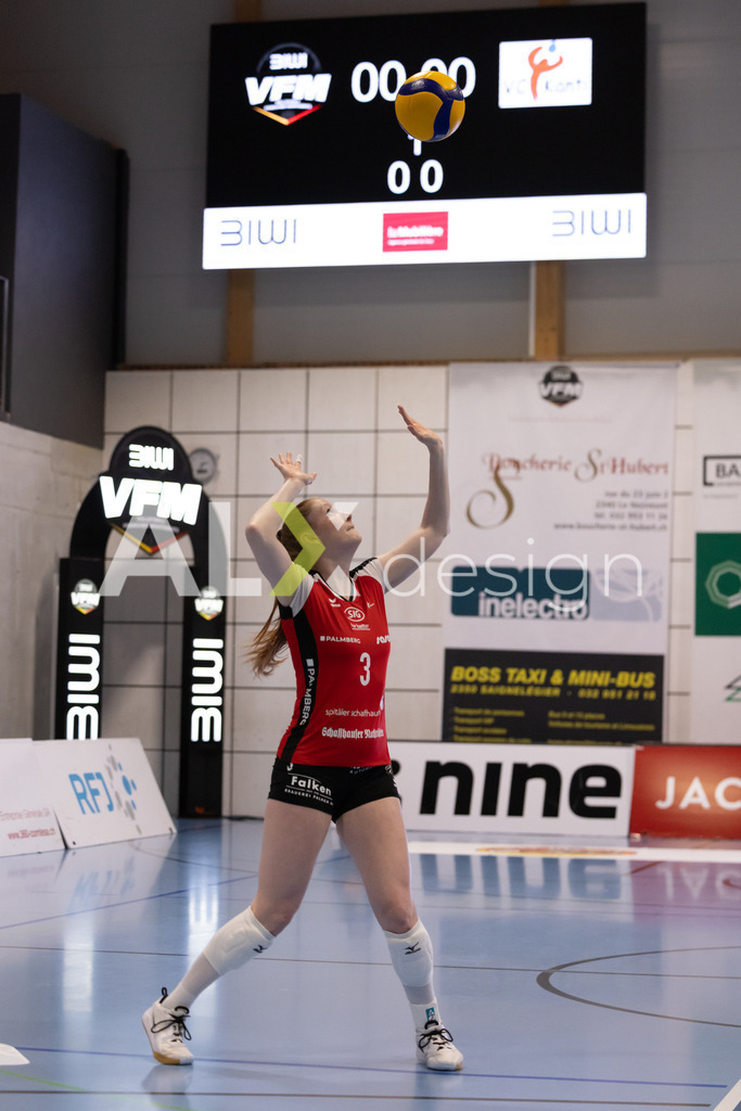 Volleyball I Frauen I Saison 2025-2026 I Volleyball NLA | Women I 1/4 Finals I  BIWI VFM - VC Kanti Schaffhausen I 01.03.2026 | 3 Sydney Cole (USA) (VC Kanti Schaffhausen) – Pass / Zuspiel - Realisiert mit Pictrs.com