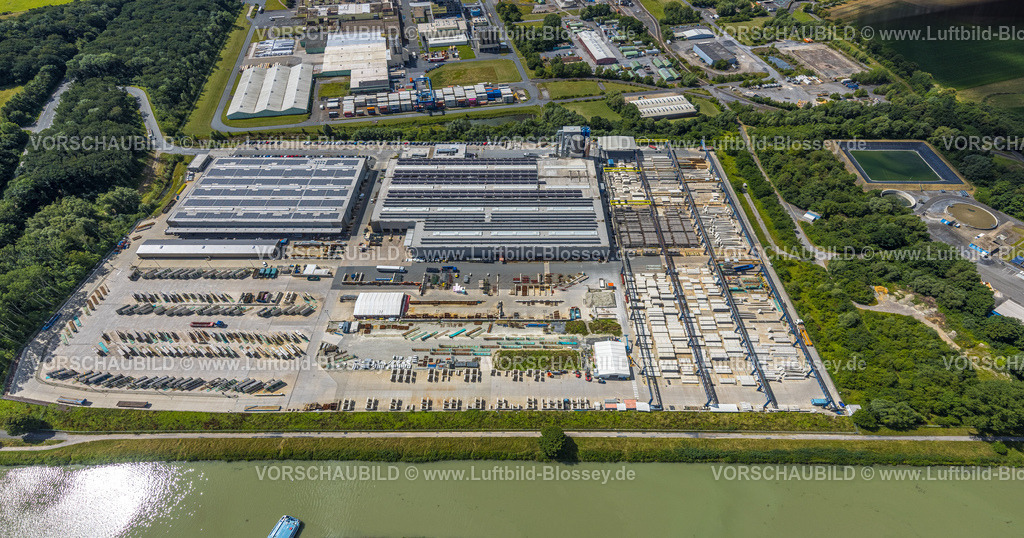 Hamm240706933 | Luftbild, Firmengelände Goldbeck Betonelemente GmbH am Datteln-Hamm-Kanal, Uentrop, Hamm, Ruhrgebiet, Nordrhein-Westfalen, Deutschland