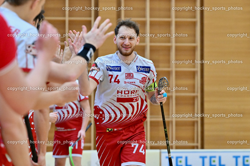 VSV Unihockye vs. KAC Floorball | #74 Luca Wurmitzer KAC Floorball, VSV Unihockye vs. KAC Floorball, VSV Unihockye vs. KAC Floorball am 13.04.2025 in Villach (Ballspielhalle St. Martin), Austria, (Photo by Bernd Stefan)