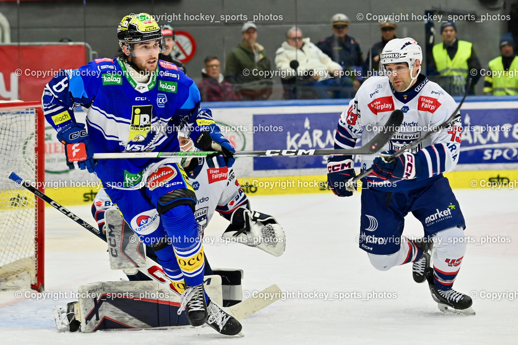 EC IDM WÄRMEPUMPEN VSV vs. HYDRO FEHERVAR AV 19 | #8 Rebernig Maximilian EC VSV, #35 Horvath Dominik HYDRO FEHERVAR, #43 Gaunce Cameron HYDRO FEHERVAR, EC IDM WÄRMEPUMPEN VSV vs. HYDRO FEHERVAR AV 19, EC IDM WÄRMEPUMPEN VSV vs. HYDRO FEHERVAR AV 19 am 20.11.2024 in Villach (Stadthalle Villach), Austria, (Photo by Bernd Stefan)