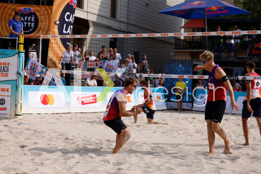 Obi BeachTour 2026 - Basel | BASEL, SWITZERLAND - JULY 19: FLORIAN BREER (SUI) and MATHIS KÄLIN (SUI) during the Obi BeachTour 2026 match between DILLIER / FLÜCKIGER (SUI) and BREER / KÄLIN (SUI) at Barfüsserplatz on July 19, 2026 in Basel, Switzerland. - Realisiert mit Pictrs.com