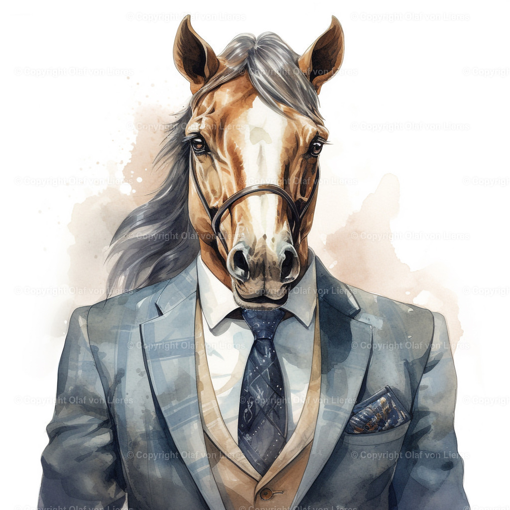 Pferdekopf mit Anzug | Pferde im Anzug