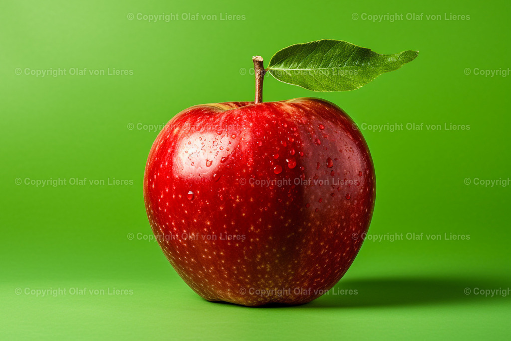 Apfel | roter Apfel auf grünem Hintergrund