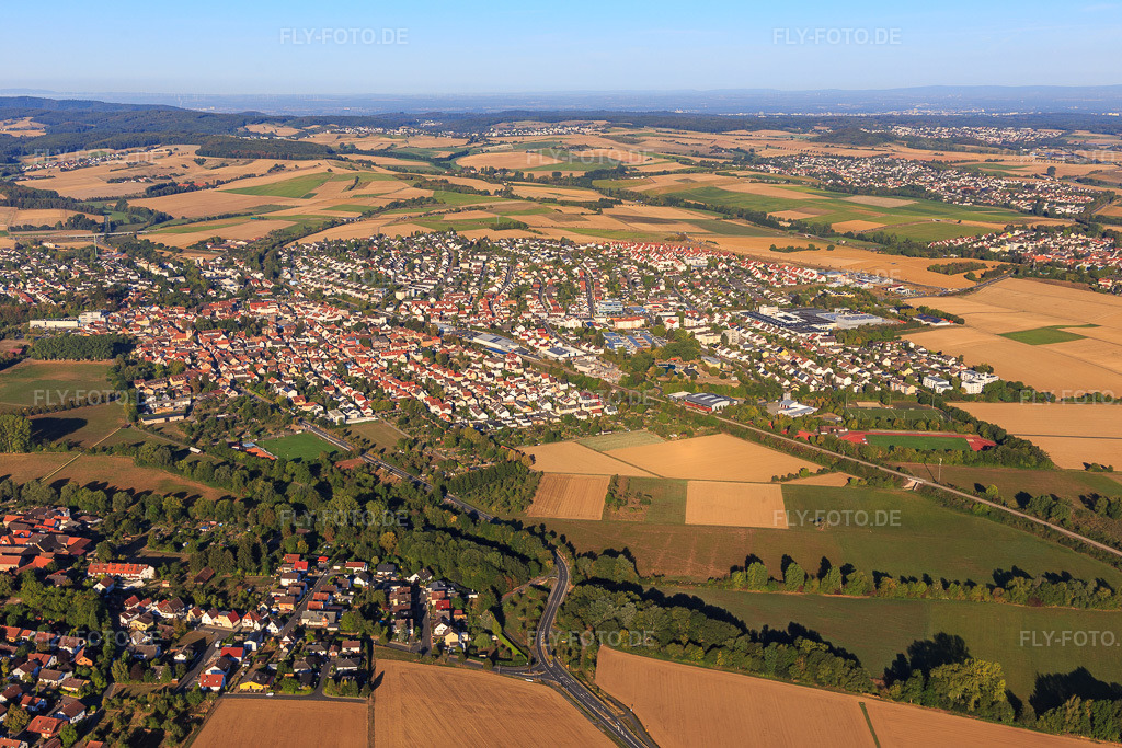 Luftbild: Ortsansicht aus Osten in Reinheim im Bundesland Hessen in Deutschland. Foto: IMG_110976.jpg vom 08.09.2018 durch Werner Riehm/FLY-FOTO.de