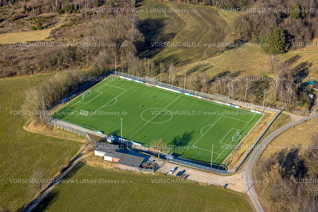 Breckerfeld250303057 | Luftbild, Fußballstadion Sportplatz Buddenkamp, Zurstraße, Breckerfeld, Ruhrgebiet, Nordrhein-Westfalen, Deutschland