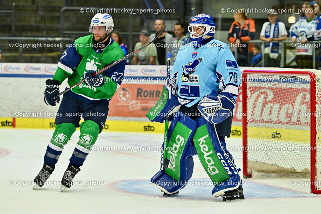 EC iDM Wärmepumpen VSV vs. KHL Sisak | #70 Lukas Moser EC VSV, EC iDM Wärmepumpen VSV vs. KHL Sisak, EC iDM Wärmepumpen VSV vs. KHL Sisak am 02.09.2025 in Villach (Stadthalle Villach), Austria, (Photo by Bernd Stefan)
