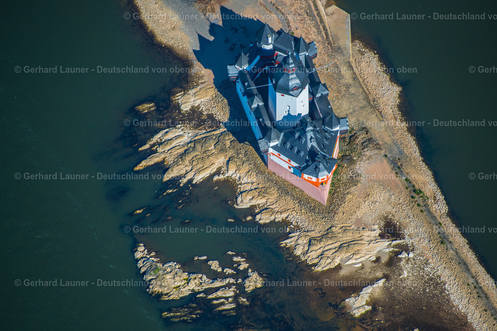 3490583 | Rhein bei Insel Falkenau, Burg Pfalzgrafenstein, Kaub