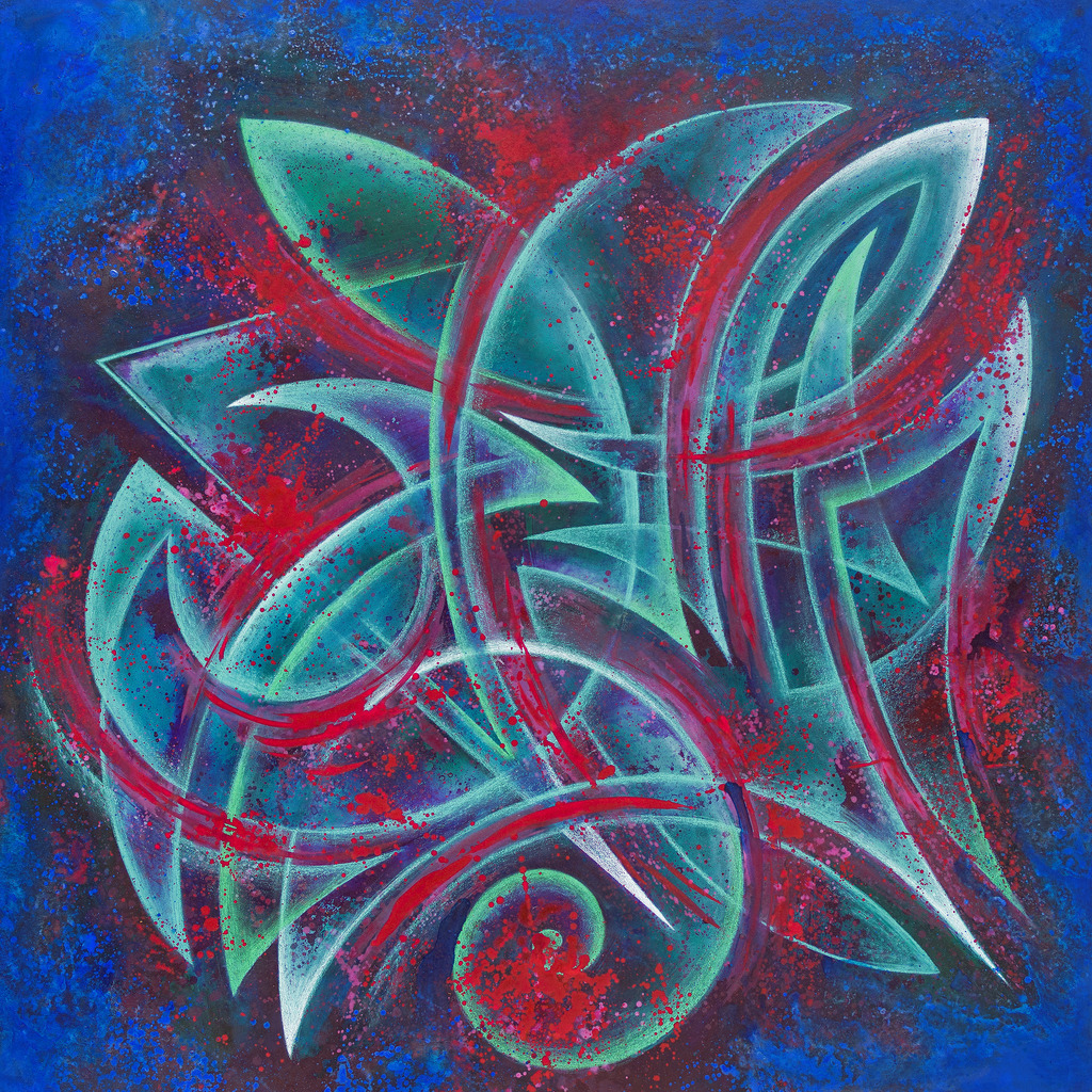 GEOMETRIC ADVENTURE | Kraftvolle Geometrische Komposition mit starken Kontrasten und einer intensiven Dynamik. Perfekt für Menschen die einen dynamischen Akzent in ihre Räumlichkeiten setzen möchten. - Realisiert mit Pictrs.com