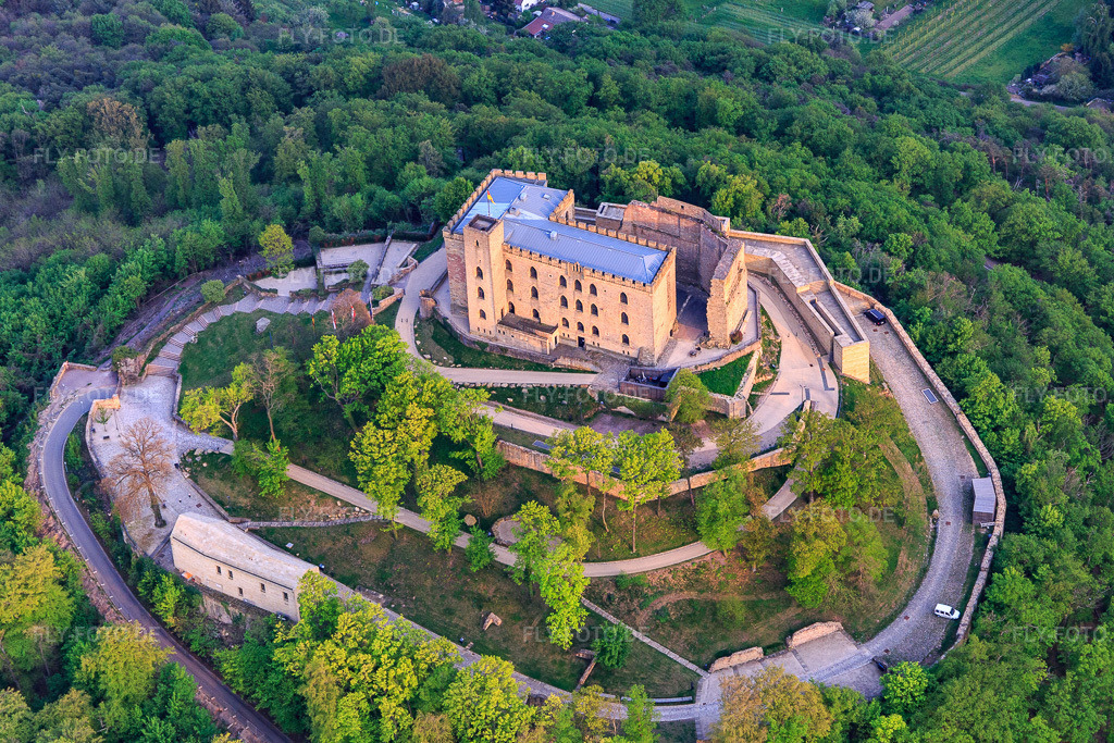 Luftbild: Hambacher Schloss von Norden im Ortsteil Diedesfeld in Neustadt im Bundesland Rheinland-Pfalz in Deutschland. Foto: IMG_106824.jpg vom 21.04.2018 durch Werner Riehm/FLY-FOTO.deStiftung Hambacher SchlossStiftung Hambacher Schloss | Das Hambacher Schloss ist eine lebendige Stätte deutscher und europäischer Demokratiegeschichte