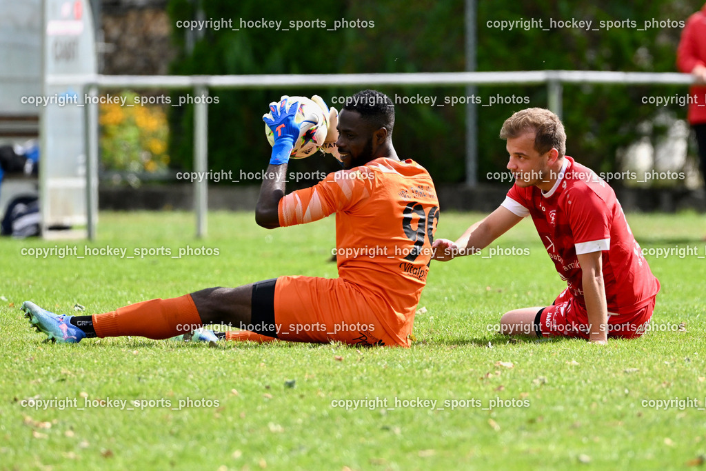 SV Rothentuhurn vs. URC Thal Assling | #99 Ayotunde Ezekiel Ikuepamitan URC Thal Assling, #10 Thomas Platzer SV Rothenthurn, SV Rothentuhurn vs. URC Thal Assling, SV Rothentuhurn vs. URC Thal Assling am 15.09.2024 in Rothenthurn (Sportplatz Rothenthurn), Austria, (Photo by Bernd Stefan)