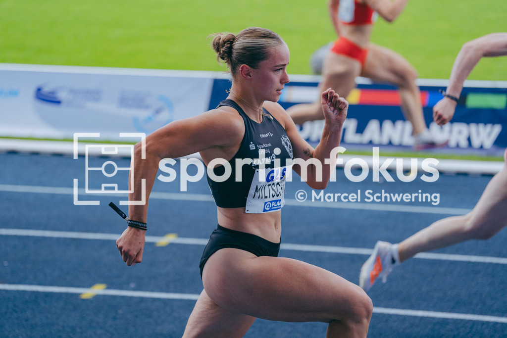 Deutsche Meisterschaften der Frauen und Männer 2026 | Joelina Sophie Miltschus, SC DHfK Leipzig, 100-Meter-Lauf, Vorlauf, Deutsche Meisterschaften der Frauen und Männer 2026, Lohrheidestadion Bochum-Wattenscheid, 25.07.2026. Foto: Marcel Schwering / sportimfokus - Realisiert mit Pictrs.com