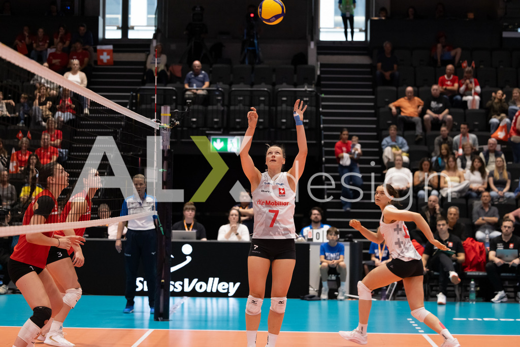 Georgia v Switzerland - CEV European League Women | KRIENS, SWITZERLAND - JUNE 12: MÉLINE PIERRET of Switzerland during the CEV European League match between Georgia and Switzerland at Pilatus Arena on June 12, 2026 in Kriens, Switzerland. - Realisiert mit Pictrs.com