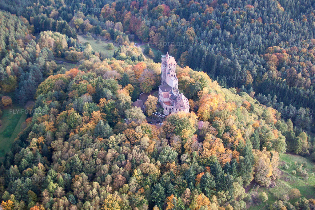 Luftbild: Burg Berwartstein in Erlenbach bei Dahn im Bundesland Rheinland-Pfalz in Deutschland. Foto: IMG_53951.jpg vom 20.10.2012 durch Werner Riehm/FLY-FOTO.de