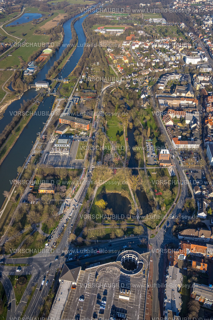 Hamm240305327 | Luftbild, Gymnasium Hammonense und Wassersportzentrum, Nordring Park, Baustelle auf der Adenauerallee,  Mitte, Hamm, Ruhrgebiet, Nordrhein-Westfalen, Deutschland