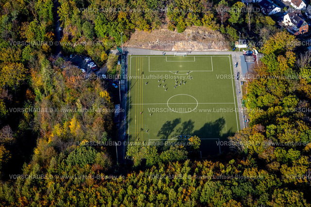 Wetter221017432 | Luftbild, Sportplatz Am Brasberg, Bäume in Herbstfarben, Wengern, Wetter, Ruhrgebiet, Nordrhein-Westfalen, Deutschland